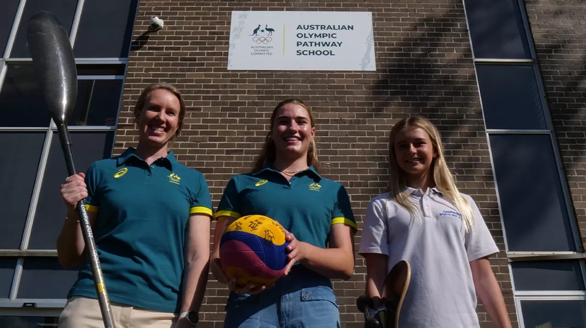 Jo Bridgen-Jones, Tilly Kearns and Ruby Trew at Narrabeen Sports High School Launch 2023