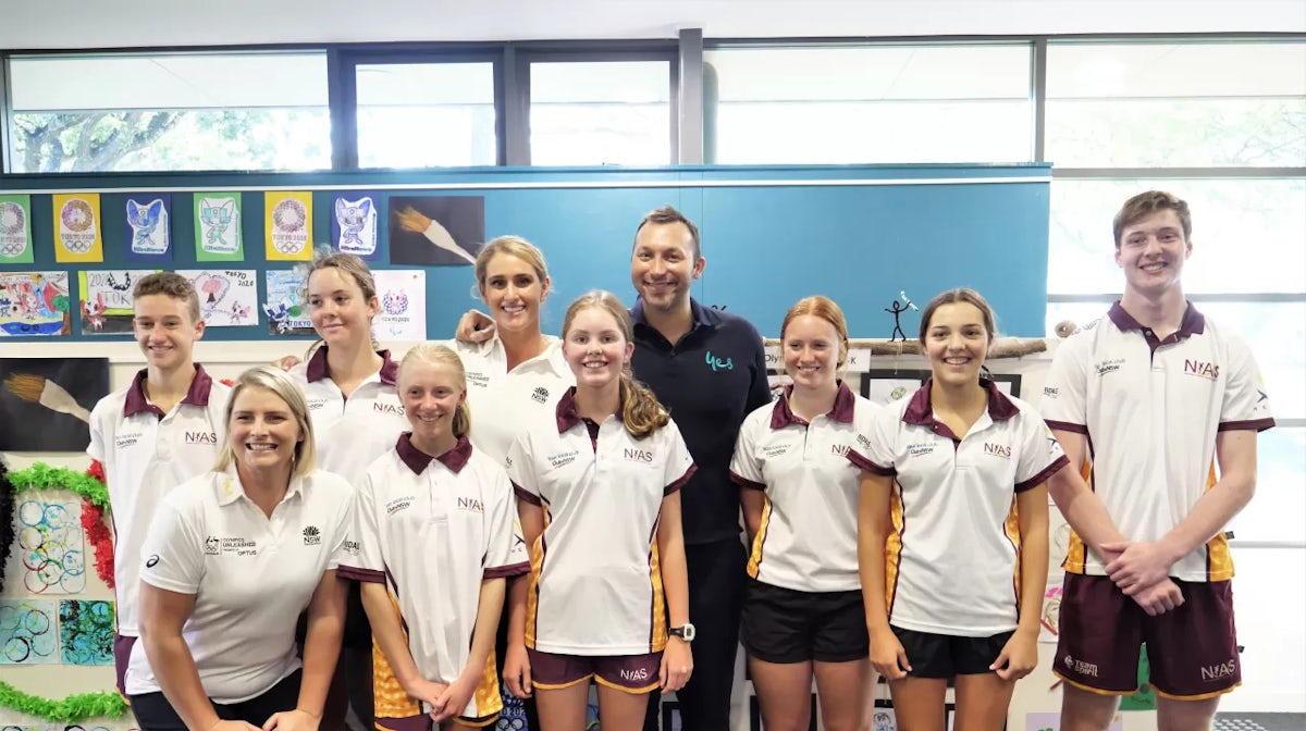 Leisel Jones, Holly Lincoln Smith and Ian Thorpe at PLC Armidale Community Open Day