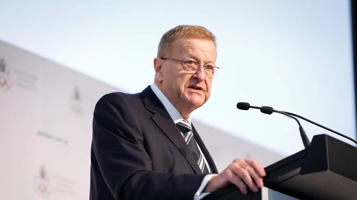 AOC President John Coates speaks during the Australian Olympic Committee Annual General Meeting at the Foundation Hall of the Museum of Contemporary Art on May 04, 2019 in Sydney, Australia. (Photo by Hanna Lassen/Getty Images)