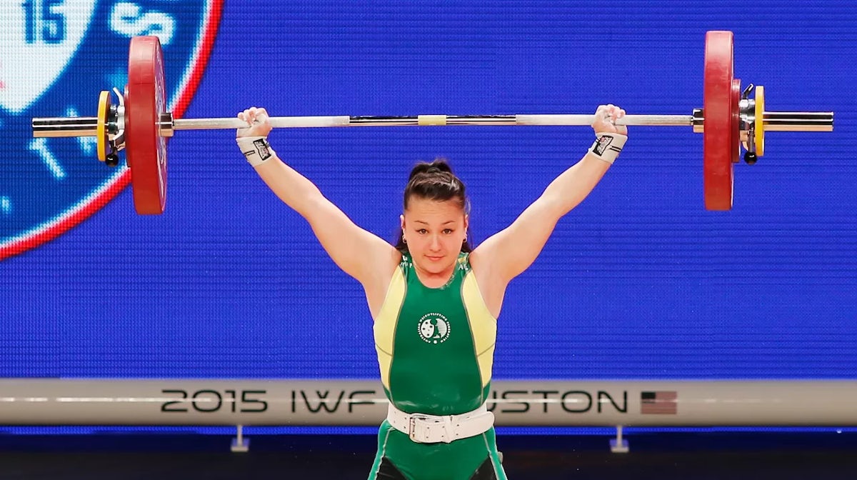 HOUSTON, TX - NOVEMBER 21: Erika Yamasaki of Australia competes in the women's 53kg weight class during the 2015 International Weightlifting Federation World Championships at the George R. Brown Convention Center on November 21, 2015 in Houston, Texas. (P