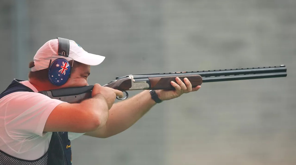 Craig Henwood of Australia competes in the men's trap qualification shooting event held at the Beijing Shooting Range Hall during Day 2 of the 2008 Beijing Summer Olympic Games on August 10, 2008 in Beijing, China.
