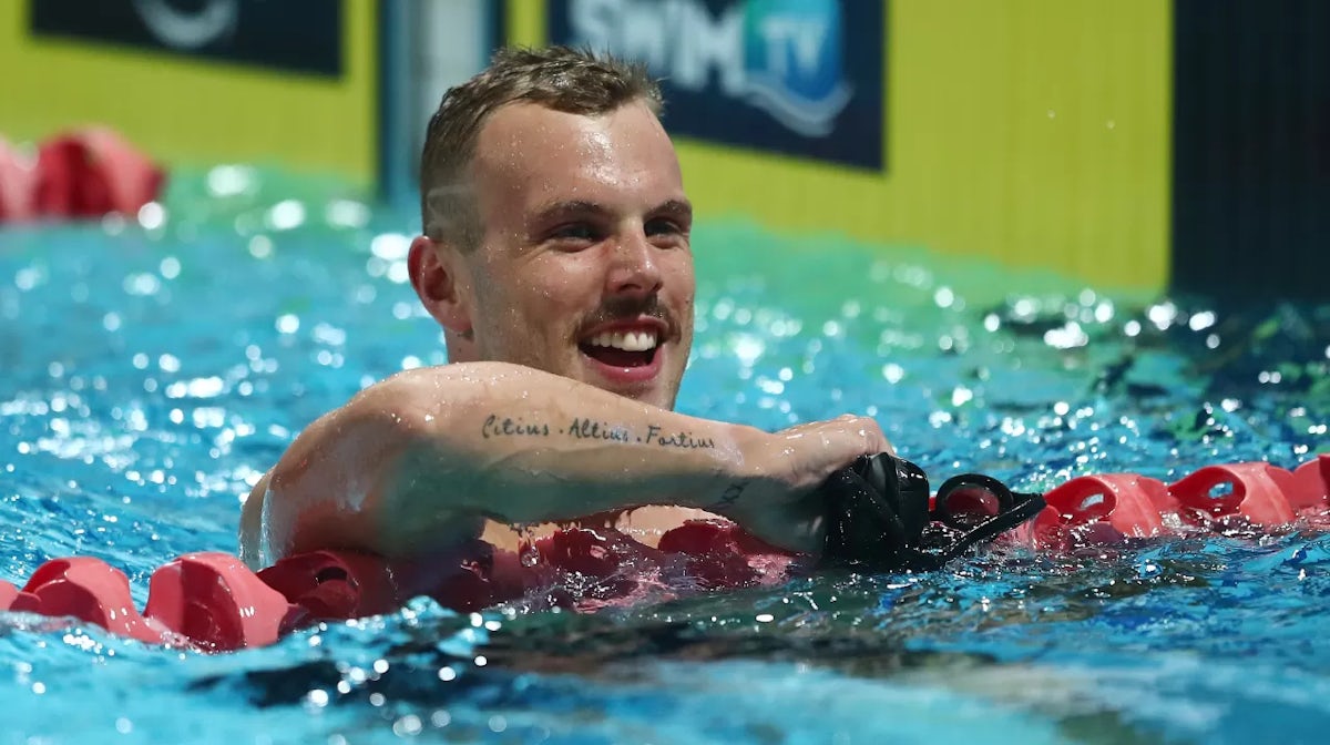 Kyle Chalmers after the Mens 100m freestyle prelims during the 2021 Australian Swimming Championships at the Gold Coast Aquatic Centre on April 15, 2021 in Gold Coast, Australia. (Photo by Chris Hyde/Getty Images)