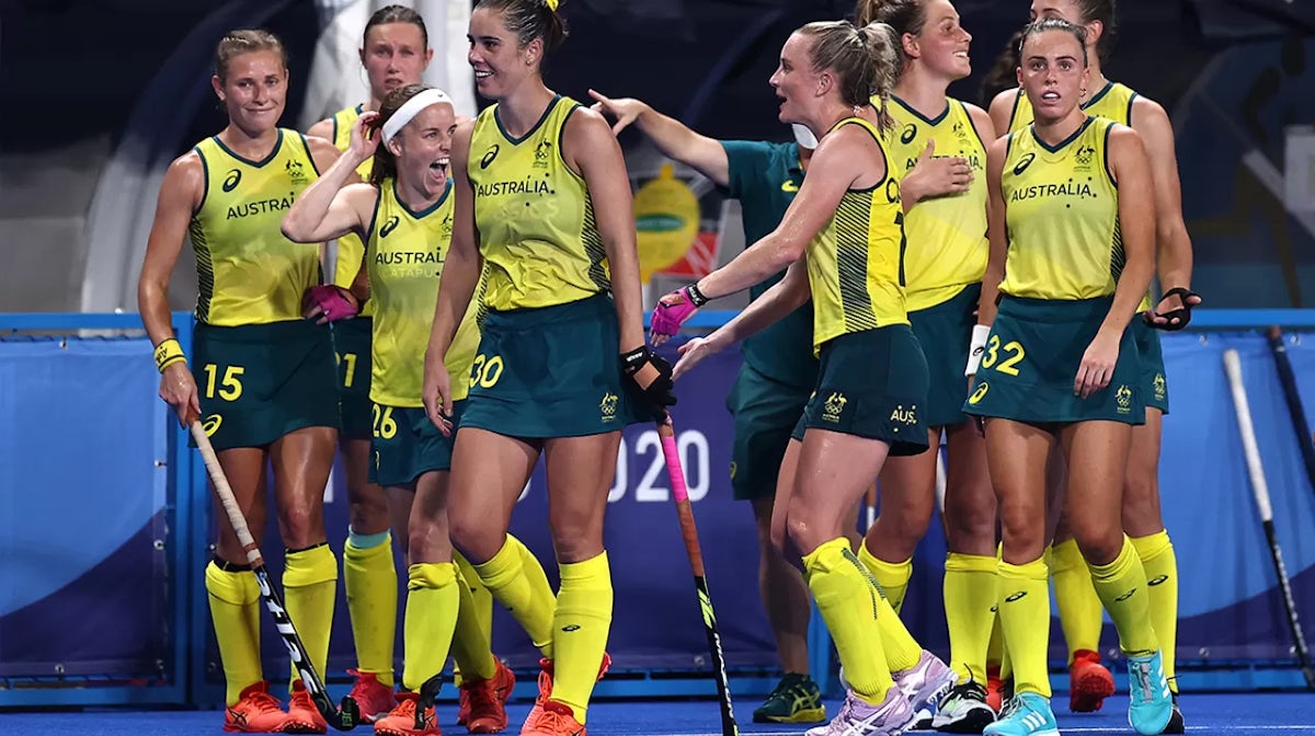 The Hockeyroos in action against Japan.
