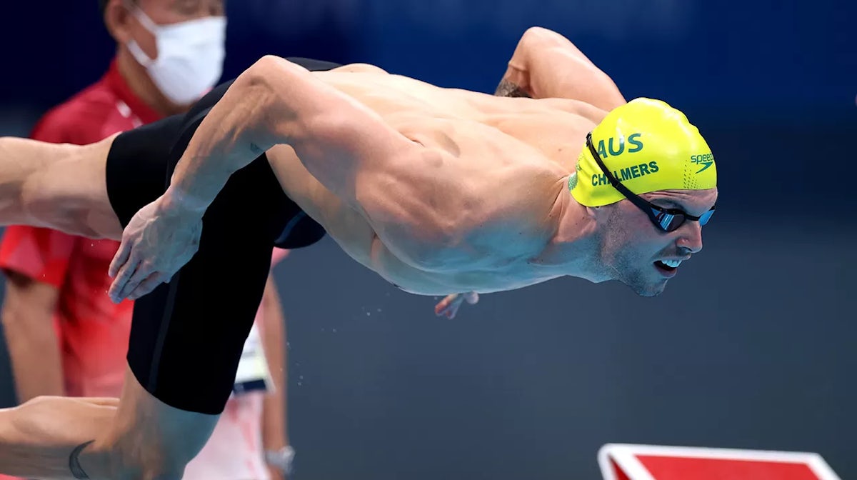 Kyle Chalmers of Team Australia competes in the Men's 100m Freestyle heats on day four of the Tokyo 2020 Olympic Games at Tokyo Aquatics Centre