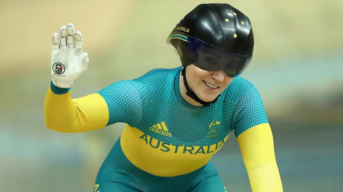 Anna Meares of Australia applauds fans after competing in the Women's Team Sprint final for bronze on Day 7 of the Rio 2016 Olympic Games at the Rio Olympic Velodrome on August 12, 2016 in Rio de Janeiro, Brazil.