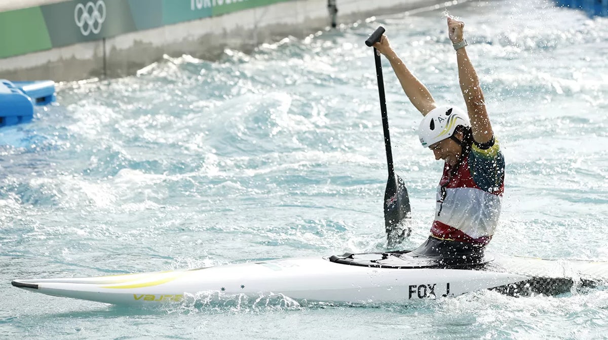 Jessica Fox celebrated winning gold in Tokyo