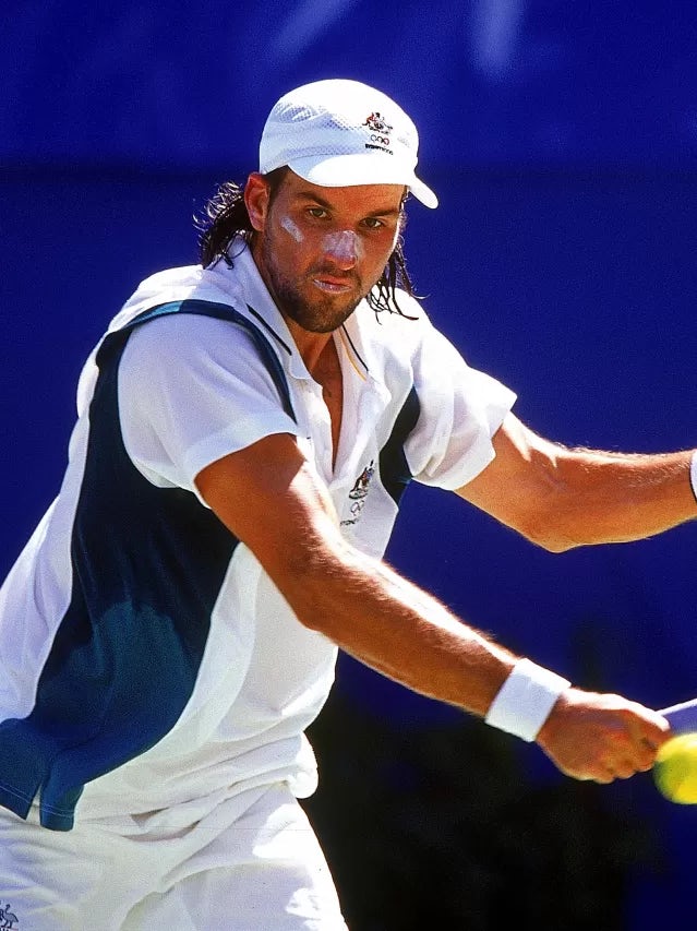 Patrick Rafter of Australia in action during the Men's Tennis Singles played at the New South Wales Tennis Centre during the Sydney 2000 Olympics, Sydney, Australia. Mandatory Credit: Clive Brunskill/ALLSPORT